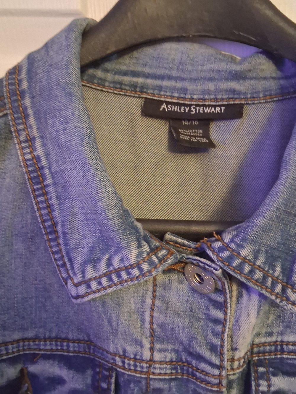 Ashley Stewart Light Blue Distressed Denim Vest - Picture 3 of 3